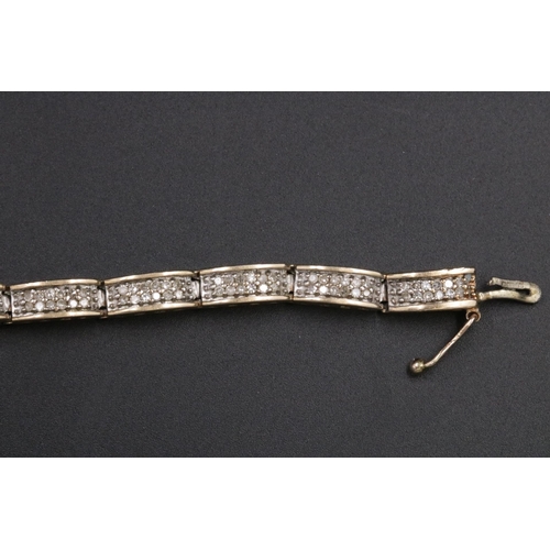 88 - 9CT Gold Ladies Gold & Diamond Bracelet 12.39 Grams