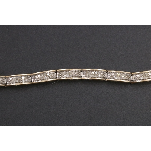 88 - 9CT Gold Ladies Gold & Diamond Bracelet 12.39 Grams