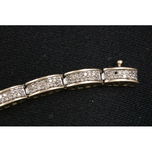 88 - 9CT Gold Ladies Gold & Diamond Bracelet 12.39 Grams