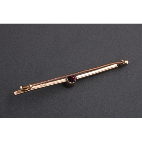 89 - 9CT Gold Tie Pin With Coloured Stone 1.9 Grams