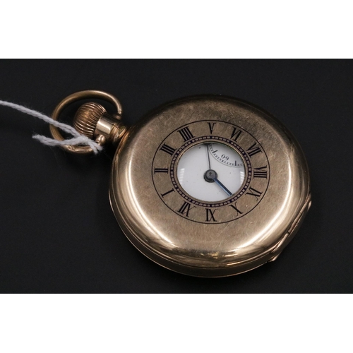 90 - Gold Plated Waltham Pocket Watch Half Hunter Fully Working