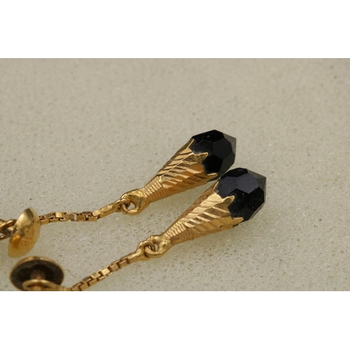 97 - 22CT Gold Earrings with Black Stones Overall weight 4 grams