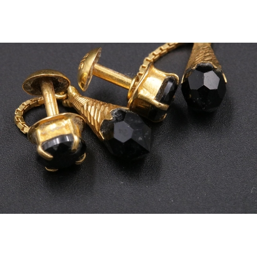 97 - 22CT Gold Earrings with Black Stones Overall weight 4 grams