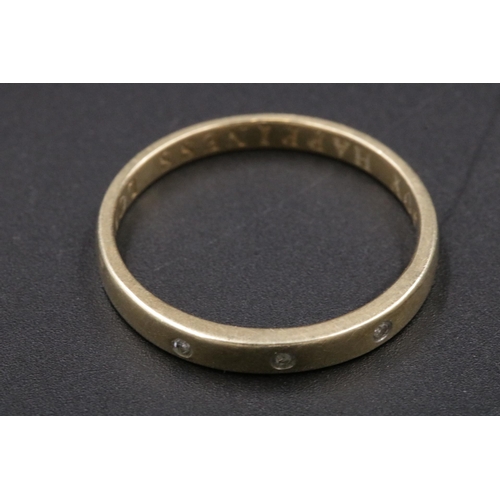 98 - 9CT Gold Wedding Band Inscribed 