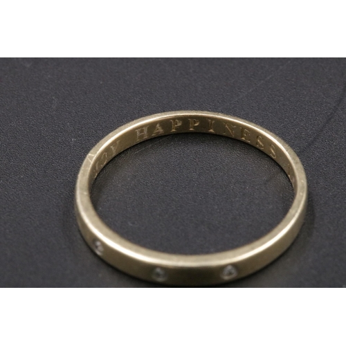 98 - 9CT Gold Wedding Band Inscribed 