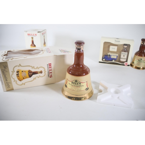 10 - 2x Bells and Teachers Whisky, 18.75 Wade Decanters 1 Boxed, 1x 37.5 Wade Decanter, 1 Boxed Set Lledo... 