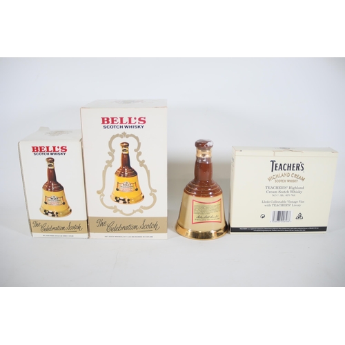 10 - 2x Bells and Teachers Whisky, 18.75 Wade Decanters 1 Boxed, 1x 37.5 Wade Decanter, 1 Boxed Set Lledo... 