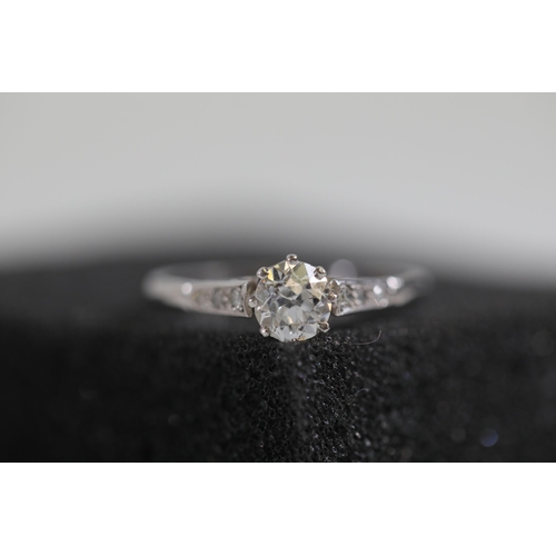 108 - A 0.5 carat Diamond solitaire ring in Platinum, ring size P-Q