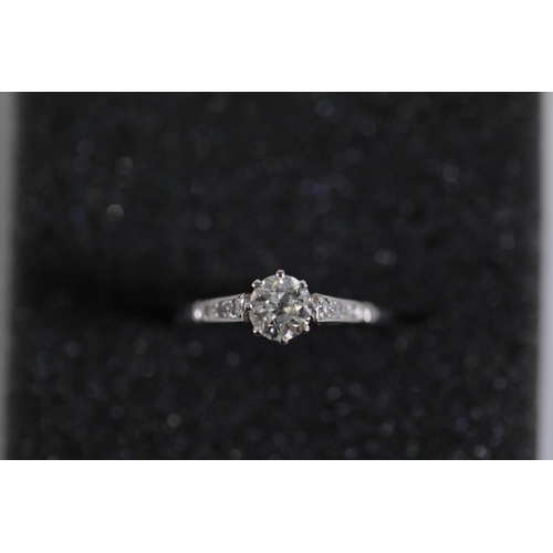 108 - A 0.5 carat Diamond solitaire ring in Platinum, ring size P-Q