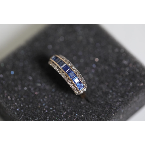 110 - A pave set sapphire & diamond ring set in 14ct yellow gold. Ring size K - L (this item has no hallma... 