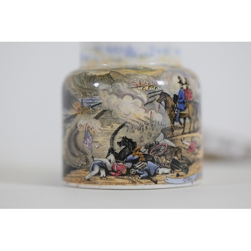 128 - A 1854 Antique jar made by T J and Mayer, depicting the battle of Alma during the Crimean war, overa... 