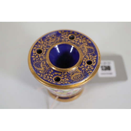 130 - Antique Sevres blue and gilt hand painted inkwell, in excellent condition (no damage)