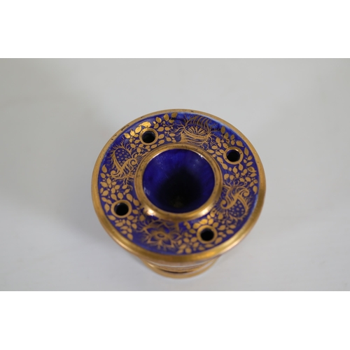 130 - Antique Sevres blue and gilt hand painted inkwell, in excellent condition (no damage)