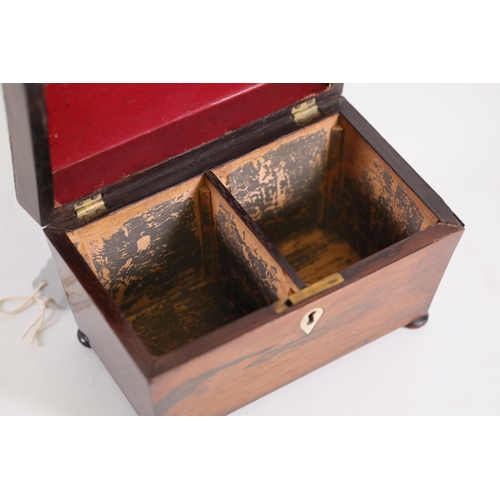 134 - Antique wooden tea caddy, with 2 containers and original covers.