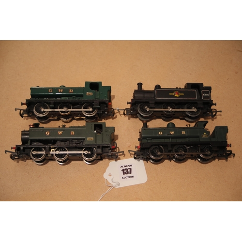 137 - 4 Panier tank locomotives 1 Lima Italy 1 is a triang R.52 1 Hornby and the other is believed to be t... 