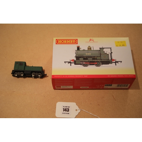 143 - 2 Locomotives 1 Hornby works peckett W4 560 0-4-0 boxed as new R3615 and 1 atlas made in Italy shunt... 