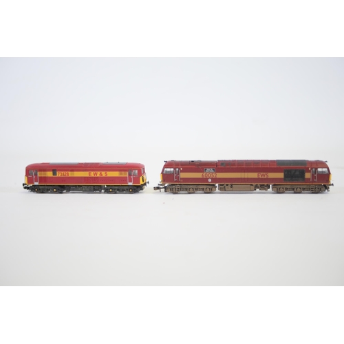 153 - Set of 4 N gauge Locomotives EWS Diesels Red 2 of which hare dapol EW&S 73128 and 66215 the other 2 ... 