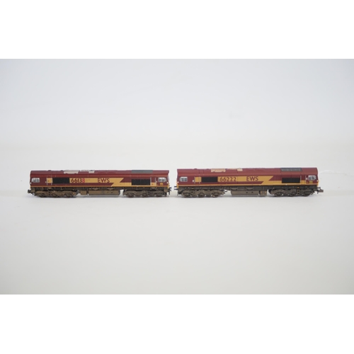 154 - 3 Bachman locomotives numbers are 66135 EWS 66200 EWS 66138 EWS and the dapol one is 66222 all do no... 