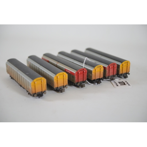 170 - 12 N gauge freight trains made by Dapol And bachmann 11 of these trains are in good condition 1 of t... 