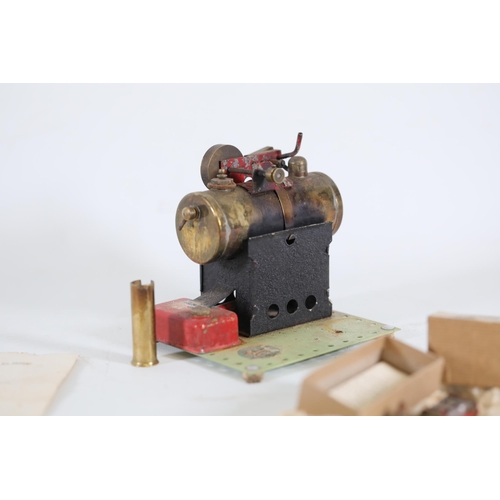 177 - Bowman steam stationary engine model pw 202 in box and small motor unit and instructions on how to u... 