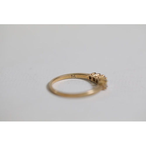 182 - 5 Stone princess cut diamond ring set in 9ct yellow gold ring size is half way between M and N