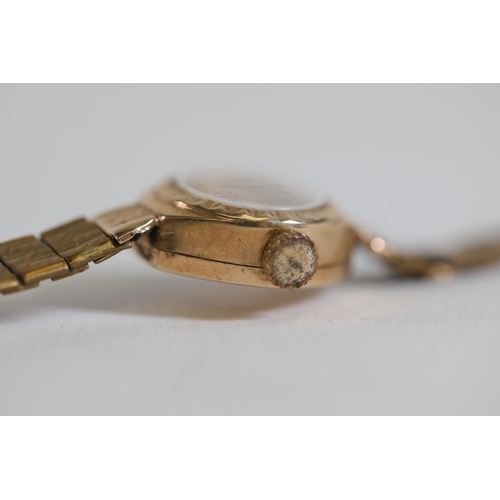 201 - 9ct gold ladies watch (not working) bracelet not gold