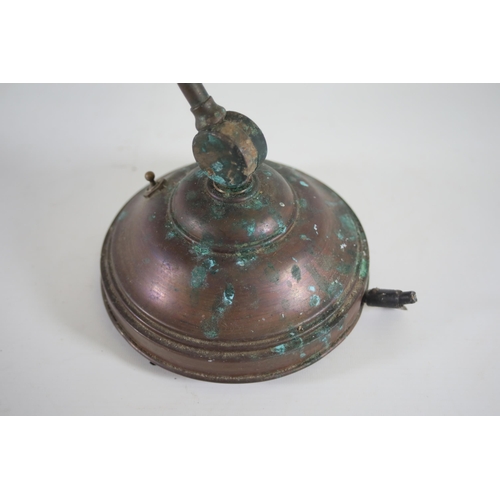 209 - An original heavy brass and copper bankers lamp (A/F) needs a clean and rewiring.