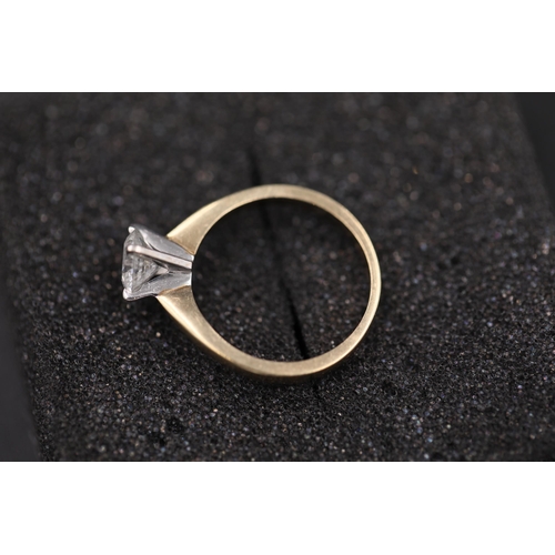 21 - 0.75Ct Diamond Solitaire Ring set in yellow gold 9ct lovely big clear diamond Ring size is M