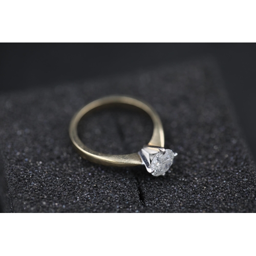 21 - 0.75Ct Diamond Solitaire Ring set in yellow gold 9ct lovely big clear diamond Ring size is M