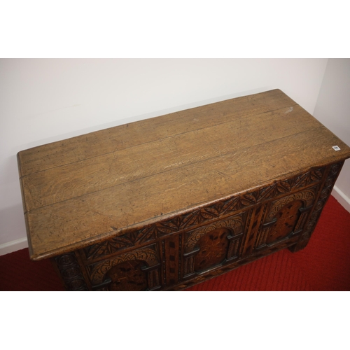 228 - Ipswich Oak Ottoman, A solid oak ottoman, Height 62cm, width 107cm, depth 50cm - Stamped with makers... 