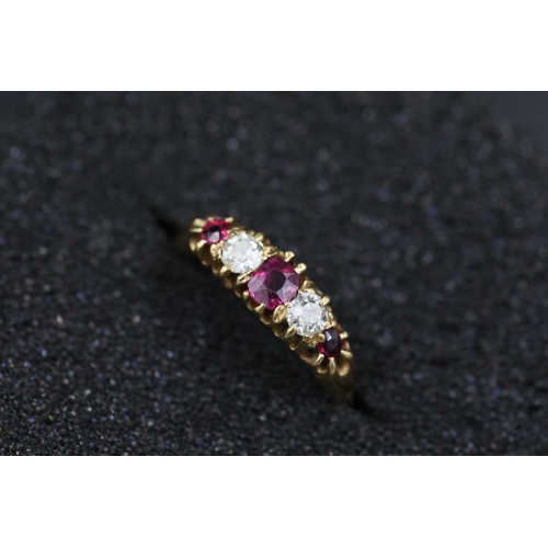 26 - Antique diamond and ruby ring Circa 1900 18ct yellow gold Ring size is O