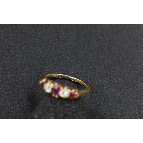 26 - Antique diamond and ruby ring Circa 1900 18ct yellow gold Ring size is O