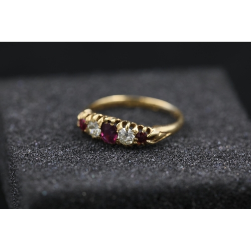 26 - Antique diamond and ruby ring Circa 1900 18ct yellow gold Ring size is O