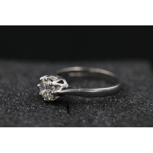 27 - 0.75ct Diamond solitaire Ring 9ct White gold ring size is half way between N and O