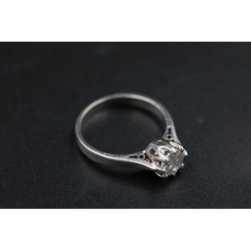 27 - 0.75ct Diamond solitaire Ring 9ct White gold ring size is half way between N and O