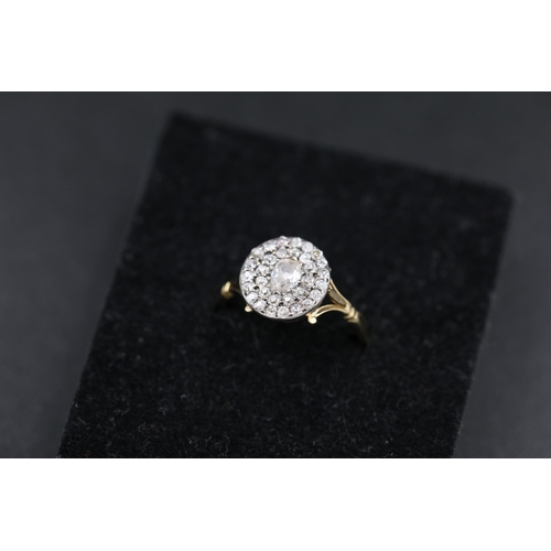 28 - Antique diamond cluster ring 18ct yellow gold ring size is halfway between N and O (this item has no... 