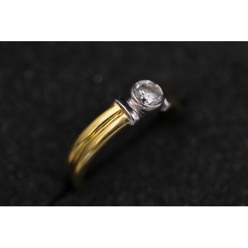 30 - Diamond solitaire in rub over setting 18ct yellow gold Ring 0.5Ct diamond and ring size is P