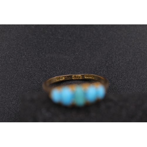 31 - Antique 5 Stone Turquoise Ring Circa 1900 Set in 18ct yellow gold ring size is R