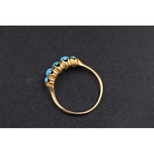 31 - Antique 5 Stone Turquoise Ring Circa 1900 Set in 18ct yellow gold ring size is R