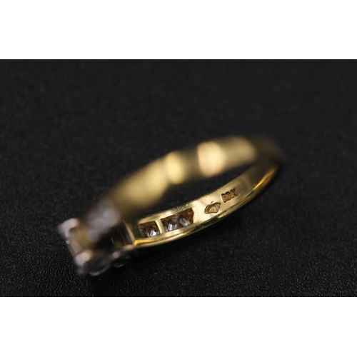 36 - 3 Emerald cut diamonds Cathedral set 18 yellow gold ring it also has diamond shoulders on the ring a... 