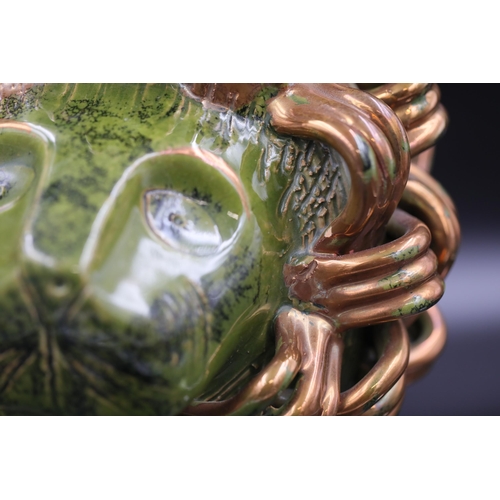 45 - Bitossi Green and Gold Lion Aldo Loindi, Italy, Circa 1968, This impressive piece stands 13 inches t... 