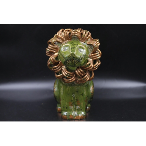 45 - Bitossi Green and Gold Lion Aldo Loindi, Italy, Circa 1968, This impressive piece stands 13 inches t... 