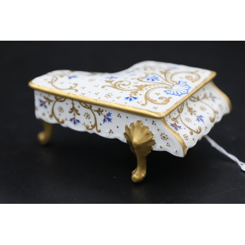 47 - Large Limoges Trinket Box in the shape of a Grand Piano, with gold and blue decoration.