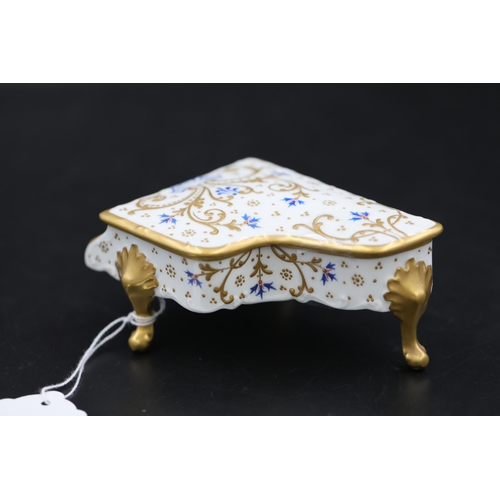 47 - Large Limoges Trinket Box in the shape of a Grand Piano, with gold and blue decoration.