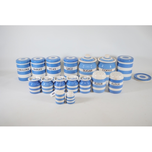 49 - A quantity of blue and white T.G. Green vintage receptacles