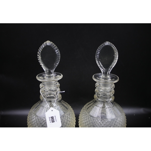 50 - A lovely pair of Georgian Cut Glass decanters (possibly Irish).