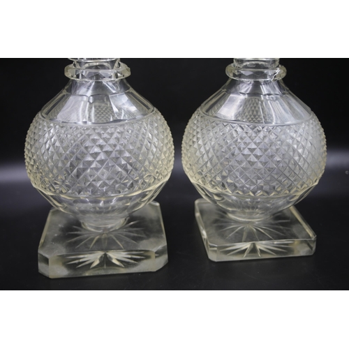 50 - A lovely pair of Georgian Cut Glass decanters (possibly Irish).