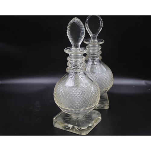 50 - A lovely pair of Georgian Cut Glass decanters (possibly Irish).