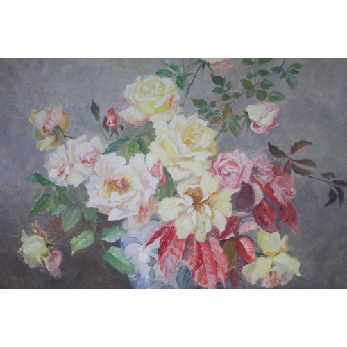 51 - Large Oil on Canvas painting of flowers by Stefanie Von Trauttweiller, in lovely condition and vibra... 