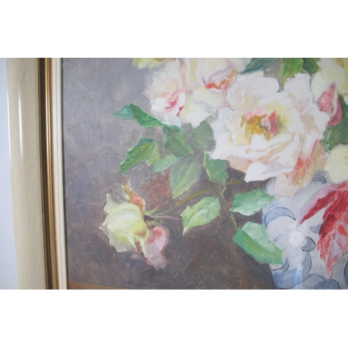 51 - Large Oil on Canvas painting of flowers by Stefanie Von Trauttweiller, in lovely condition and vibra... 